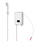 Ditch The Wait For This Sleek Electric Tankless Water Heater Delivering Instant Hot Flow At 4500 Watts And 110 Volts Wall Mounted Setup with showerhead.