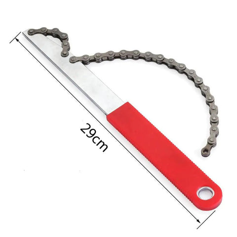 Chain Whip BMX Sprocket Removal Tool For Wheel Maintenance Durable Alloy Steel Sprocket Wrench With Open End Design Powder Coated Red Rust Resistant Finish Essential Single Tool For Bike DIY Repairs Pro Grade, 29cm length