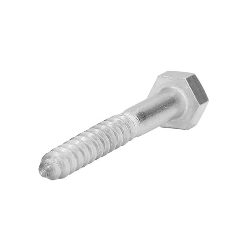 Close-up of Premium 304 Stainless Steel Half Thread Hex Lag Screws Self Tapping For Wood Carpentry And Outdoor Roof Components Built To Last