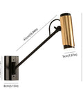 Adjustable Swing Arm Wall Lamp Heavy Duty Metal Bedside Light Modern E14 Wall Sconce showing dimensions and design detail.