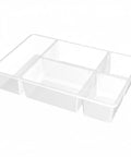 Stackable Desktop Storage Box With Grid Dividers For Pens And Office Supplies, Durable PP Plastic Desk Organizer, 14.8 x 9.4 x 2.8 Inches.