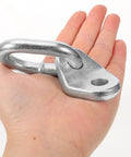 Two Piece Heavy Duty Stainless Steel Engine Lifting Rings With 5500 Pound Capacity Hoist Brackets for automotive repairs shown in hand