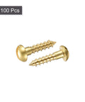 Brass Wood Screws M3 X 12mm Slotted Round Head Self Tapping Fasteners, 100 Pcs, shown in front view on white background.