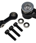 Front view of RC servo saver kit with CNC aluminum 21T arm and hardware (three screws, two washers)
