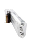 Industrial Grade Pneumatic Manifold 4V210 for 4V100 and 4V200 Series Aluminum Blocks, packaged, showing valve ports.