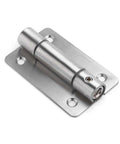 Ten Piece Kit Heavy Duty 304 Stainless Steel Spring Door Hinges Four Hole Design close-up view of a single hinge for cabinets.