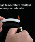 PTFE Teflon Tubing 1mm ID X 2mm OD, 10ft Length For 3D Printers shown with flame for high temperature resistance demonstration
