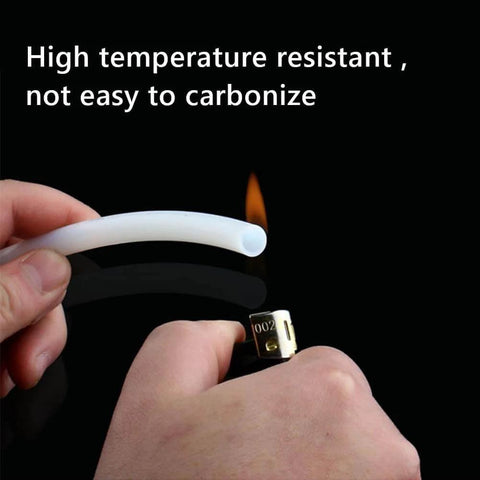 PTFE Teflon Tubing 1mm ID X 2mm OD, 10ft Length For 3D Printers shown with flame for high temperature resistance demonstration
