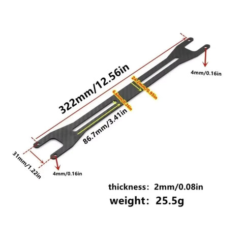 Dimensions of Carbon Fiber One Tenth RC Car Second Floor Plate Upgrade For Slash Four By Four Beefed Up Chassis Frame HQ727