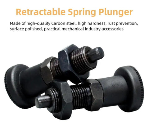 Tough As Nails Carbon Steel Retractable Spring Plunger Ball Nose Push Fit Handle M20 Thread indexing tool for precise alignment.