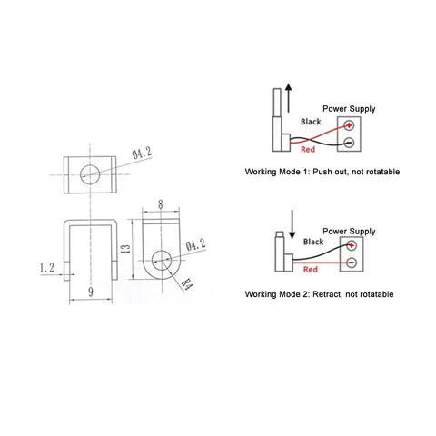Diagram showing workings of Sturdy Mini Linear Electric Actuator With Fast 15mm Second Speed, modes for push and retract.