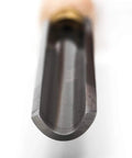 Close-up of Heavy Duty 1 Inch Roughing Gouge Woodturning Chisel showing M2 steel blade for hogging out square spindle blanks.