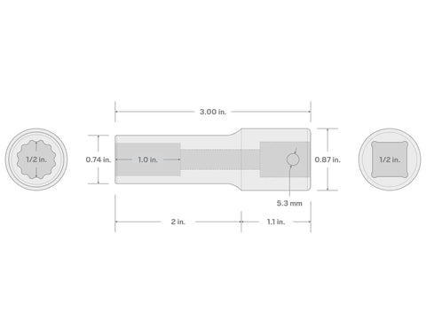 Deep Well 12 Point Impact Socket Half Inch Drive Half Inch Deep Dual Size Markings Laser Etched And Stamped Full Length Socket Well Heavy