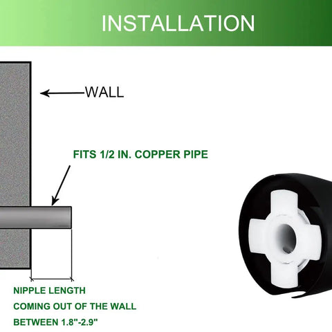 Installation diagram for Matte Black Slip Fit Tub Spout With Diverter Bathroom Faucet Wall Mount One Half Inch Slip On Copper Tubing
