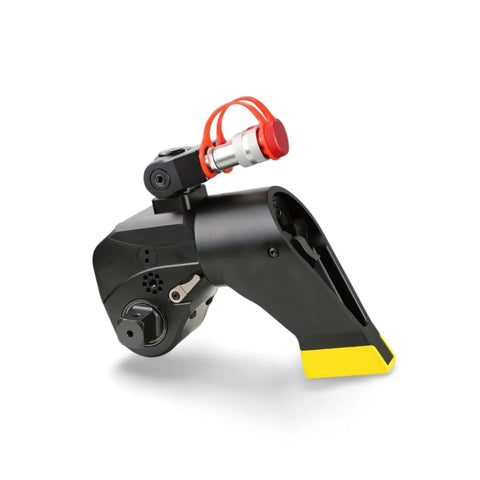Heavy Duty Pro Gear Hydraulic Torque Wrench Featuring Anti Corrosion Aluminum Titanium Alloy Square Drive and Quick Release 360 Rotating Oil Port side view showing quick release coupling and 360 swivel port.