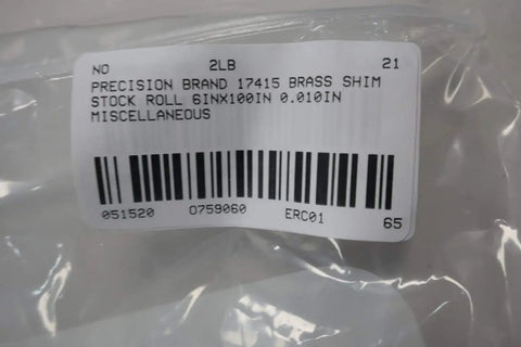 Label on Brass Shim Stock Roll 6 Inch By 100 Inch 0.010 Inch Gauge Model 17415 For DIY Metalworking And Machinist Shimming