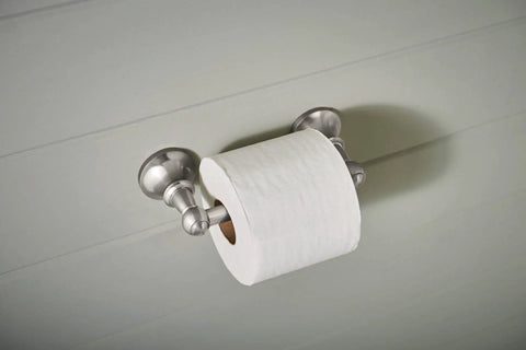 Vale Brushed Nickel Double Post Pivoting Toilet Paper Holder Wall Mounted Lavatory Tissue Storage for Bathroom RV DN4408BN.
