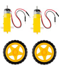 MicroPython Inventor Kit With RP2350 IoT RedBoard For Makers 5 Guided Projects And 16 Circuits With OLED Display Motors Sensors Robot Build And A Solderless STEM Kit For Hands On Learning, 2 DC motors and 2 yellow wheels