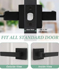 Six Pack Matte Black Privacy Door Levers With Square Plate Locks For Bedroom And Bathroom, fits standard door thickness