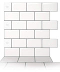 5 Sheet Peel And Stick Backsplash Tiles 12 By 12 Inch Subway 3D Wall Panels In White With Gray Grout, front view display