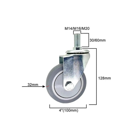 Heavy Duty Swivel Caster Wheels With Brakes For Furniture Workbenches And Carts, Durable TPR Rubber Wheels
