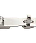 Boat door latch, marine-grade stainless steel with locking lever, side view