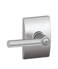Broadway Bed And Bath Lever With Push Button Privacy Lock In Satin Chrome Finish Heavy Duty Metal Construction
