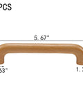 8 Pack Arch Wooden Cabinet Pulls Beech Wood Drawer Handles With Screws, front view showing dimensions in inches, natural finish