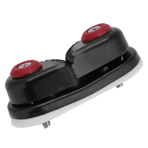 Aluminum Cam Cleat for Boats and Canoes with low wear ball bearing, lightweight deck hardware for 4 to 6 mm rope, side view