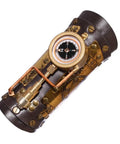 Badass Steampunk Arm Sleeve With Glowing Mechanical Compass And Vintage Gears Crafted From Hella Rugged PU Leather For Cosplay Gothic Pirate Wear And Punk Rock Festival Props, featuring a detailed compass and brass accents.
