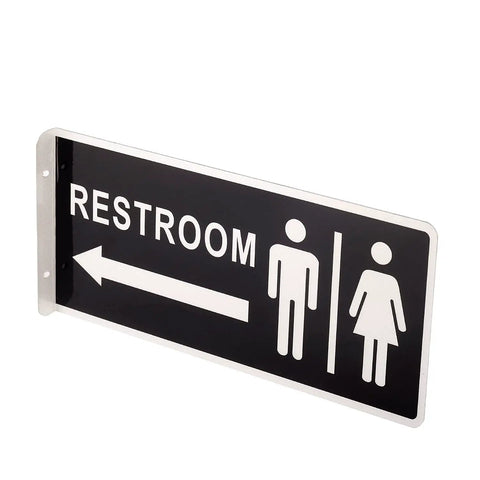 Double Sided Aluminum Restroom Sign For Home And Office Doors With Clear Readable Letters On Both Sides Large 12.1 By 5.5 Inches Metal Bathroom Door Sign For Office Home Or Business Environments