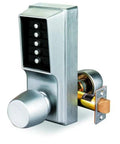 Cylindrical Pushbutton Lock With Keypad Satin Chrome Finish One Easy Access Code For All Users Lock Programmable From The Keypad