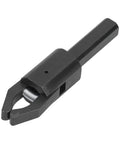 Beefy Alloy Steel CNC Bar Puller for Lathes with Hardened Handle and Integrated Jaws, shown with non-slip screw component in detail