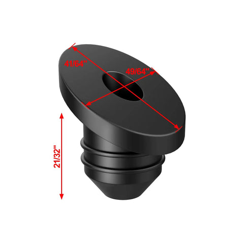 100 Pack Top Shelf Beveled Cable Railing Grommets 30 Degree Rubber Protector Sleeves detailed view with dimensions