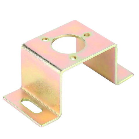 Encoder Mounting Bracket 38mm Iron Galvanized U Type Holder with holes, side view, for reliable motor encoder installation.