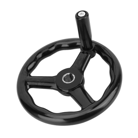 Heavy Duty 3 Spoked Lathe Handwheel With Removable Handle For Milling Machines And CNC Lathes, Ergonomic Non Slip Bakelite Wheel visible