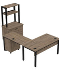 Built Tough Industrial L Shaped Desk Workstation Prime Executive Office Setup Featuring Ample Storage Drawers Smooth Rolling Pedestal And Smart Corner Shelving for a stylish modern workspace.