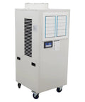 Rugged Portable Industrial Air Conditioner Loaded With A Massive Water Reservoir And Heavy Duty Caster Wheels Commercial Spot Cooler in white.