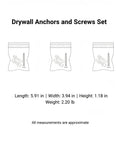 Hollow Wall Mount Kit With PP Plastic Anchors And Steel Screws For Drywall, Easy Install Expansion Plugs product dimensions shown