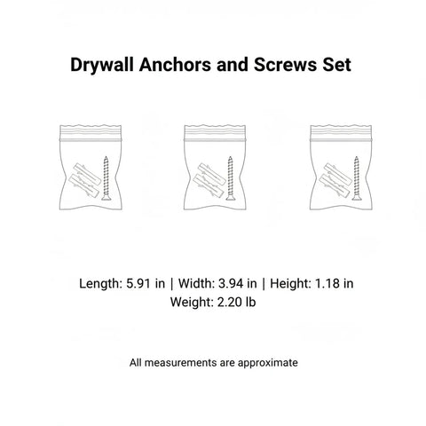 Hollow Wall Mount Kit With PP Plastic Anchors And Steel Screws For Drywall, Easy Install Expansion Plugs product dimensions shown