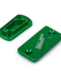 Front And Rear Brake Fluid Reservoir Cover CNC Cap Set For KX125 KX250 03 08 KX250F 04 18 KX250 19 20 KX450F 06 18 KLX300R 2020 KLX450R 08 15 Dirt Bike Green With Durable 6061 Aluminum CNC Machined Finish For Easy Install in green anodized aluminum