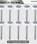 10 Pack Nylon Garage Door Rollers with 1.8 Inch Wheel Diameter and 4.7 Inch Stem, Quiet and Low Noise, for Garages and Barns