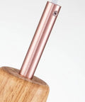 Close-up view of 11inch Wood Pendant Light showing wooden base and copper metal fixture for vintage ceiling lighting.