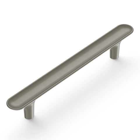 Top Shelf Solid Core Kitchen Cabinet Pulls In Satin Nickel With A Sleek Brushed Finish, 128MM hole center, modern design