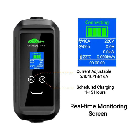 Snag Some Juice Smoothly With This Lightning Fast Type 2 Evse Portable Charger designed for your daily driver with real-time monitoring screen.