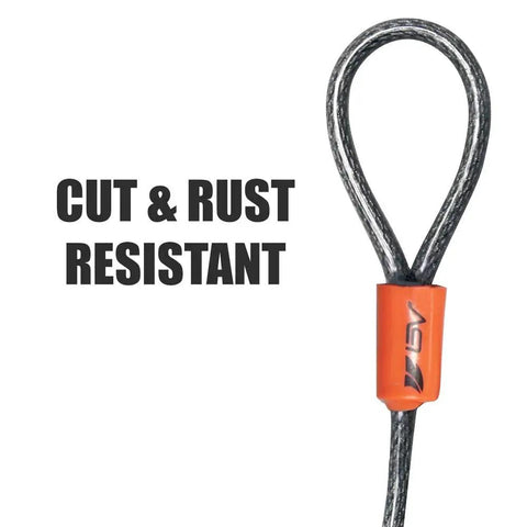 Two Point Five Foot Bike Cable With Loops 5mm Braided Steel Cut Resistant Weatherproof Security Cable Lock detail, loop close-up.
