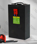 Heavy Duty 24 Volt 20AH Electric Stacker Truck Battery Pack With Smart Bms Protection For Long Life Cycles And Fast Charging Action, black battery with connectors.