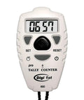 Slick Digital Tally Counter With Up And Down Clicker For golf laps, knitting, and crowd counting, white handheld design.