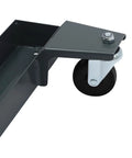 Heavy Duty Fully Adjustable Mobile Base Kit With Universal Steel Caster Wheels for moving tools, close-up of caster wheel detail.