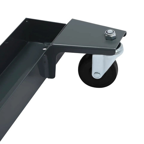 Heavy Duty Fully Adjustable Mobile Base Kit With Universal Steel Caster Wheels for moving tools, close-up of caster wheel detail.